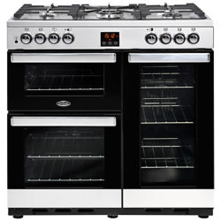 Belling Cookcentre 90DFT Dual Fuel Range Cooker Stainless Steel / Black